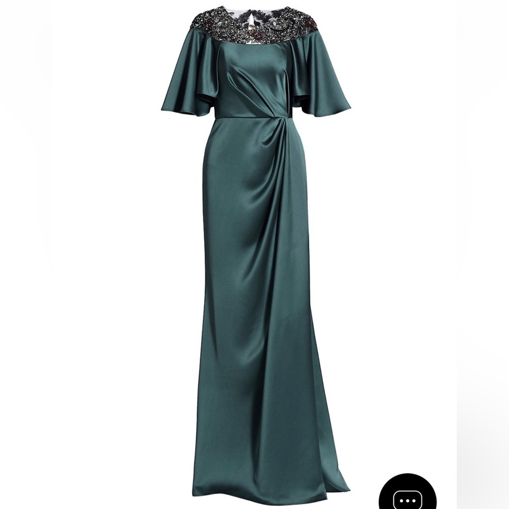 Amsale Bead-Embroidered Satin Gown